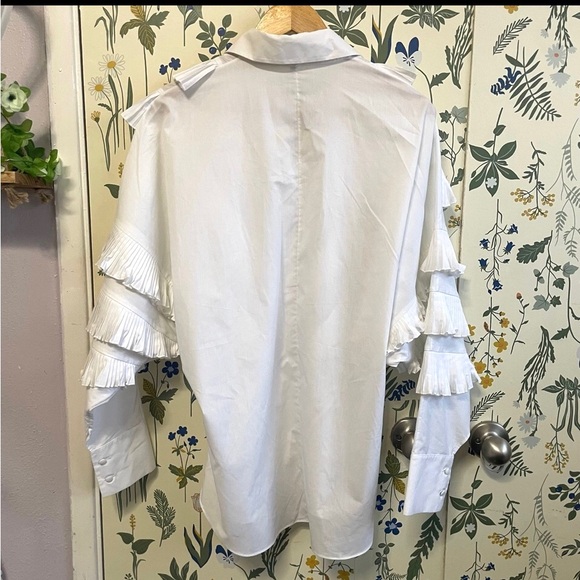 Elie Saab Elegant White Ruffle Button Down Shirt Made in ITALY - Picture 2 of 7